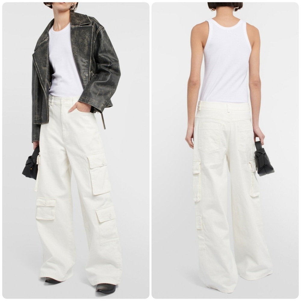 The Frankie Shop Hailey Denim Cargo Jeans Pants White Size XS